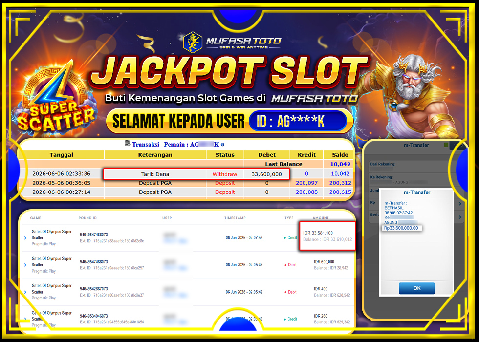 MUFASATOTO JACKPOT HONGKONG Rp.33.360.000 | LUNAS